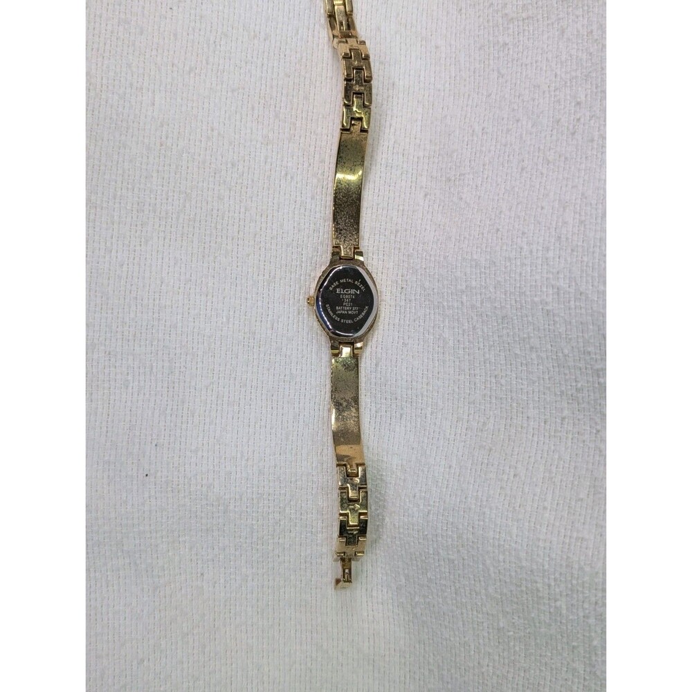 Elgin EG8074 Diamond Cut Half Bangle Watch MOP Dial Gold Tone - UNTESTED - Picture 7 of 9